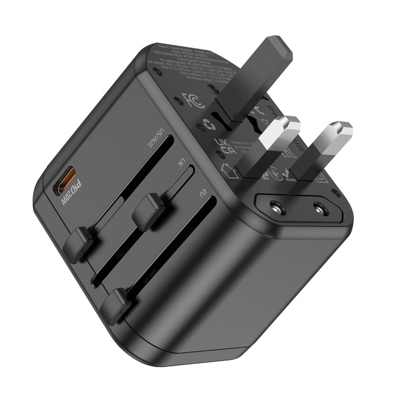 HOCO UNIVERSAL TRAVEL/TOURIST ADAPTER WITH 2 USB & 1 TYPE-C OUTPUT AC15