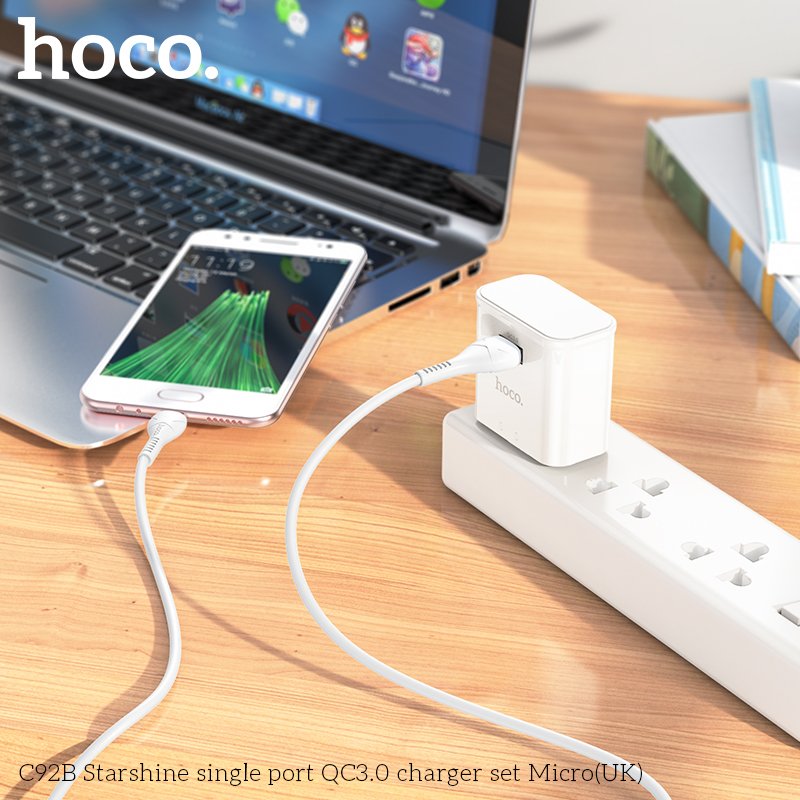 HOCO USB SINGLE PORT QUICK CHARGER SET MICRO 18W C92B